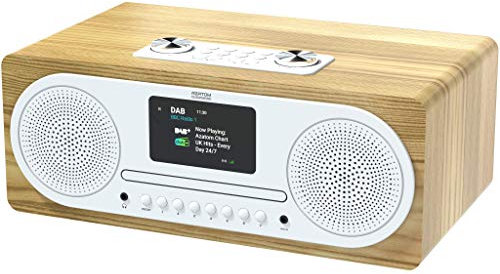 AZATOM Clockwood DAB CD player - FM Radio - Bluetooth - Stereo Speaker System - Clock Radio - USB Charging - Premium Sound (Oak) (Renewed)