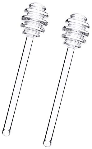 2Pcs 6 Glass Honey Dipper Sticks Stirring Sticks Server Honey Spoon Dipper Stirrer Honey Wand for Honey Pot Jar Containers Honey Dispense Drizzle, Clear