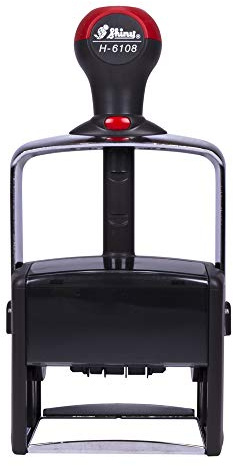 Personalisierbarer Stativstempel mit Datum und Text Shiny H-6108-68 x 47 mm für bis zu 10 Zeilen, Datumsfeld bis 2032 - Stempel selbst gestalten