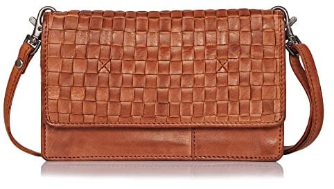 DONBOLSO® Venedig Handyumhängetasche I Damen-Geldbörse zum Umhängen I Frauen-Portemonnaie mit 9 Kreditkartenfächern & Handyfach I RFID-Blocker & NFC-Schutz I hochwertige Leder-Umhängetasche (Cognac)