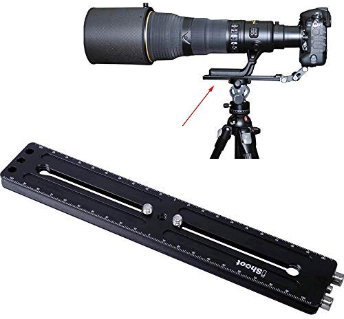 iShoot 220mm Long Camera Quick Release Plate, Double Slides, with Function Extension Holes 1/4 Screws, Compatible with Arca-Swiss Fit Tripod Head Panning Head Panorama Head Panoramic Head Clamp