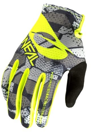 O'NEAL | Fahrrad- & Motocross-Handschuhe | Kinder | MX MTB DH FR Downhill Freeride | Langlebige, flexible Materialien, belüftete Handoberseite | Matrix Youth Glove Camo V.22 | Grau Neon-Gelb | Größe L