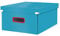 Leitz Click & Store Large Storage Box, Foldable A3 File Box with Lid, Premium Strong Cardboard Container for Home/Office Filing, Cosy Range, Calm Blue, 53490061