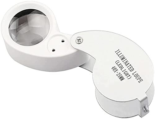 LEEMASING Juwelierlupe mit LED-Licht, für Edelsteine, Schmuck, Steine, Briefmarken, Münzen, Uhren, Hobbys, etc.