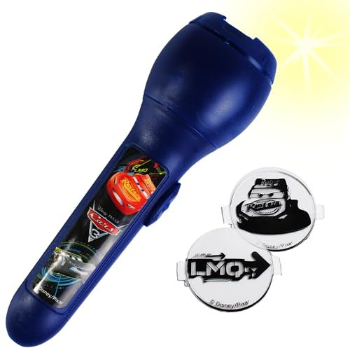 alles-meine.de GmbH 3 TLG. Set Taschenlampe LED - Cars - Auto Lightning McQueen - Projektion mit verschiedenen Bilder Aufsätzen - für Kinder Lampe/Projektor - Licht Kinde..