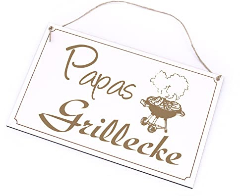 Grillplatz Schild Grill - Papas Grillecke - Holzschild Deko Grillschilder 26 x 16 cm | Dekolando