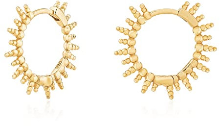 Ohrringe Silber 925 vergoldet. Sonnen Creolen, Schmuck Damen vergoldet mit 18 Karat (gold und silber), Creolen für Frauen und Mädchen mit Durchmesser 18,5mm.