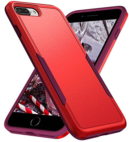 Moment Dextrad for iPhone 8 Plus Case, iPhone 7 Plus Case, Hard Back & Soft TPU Dual Layer, Slim Phone Cover, Anti-Scratch, Full Shockproof Protective (5.5 inch) (Red)