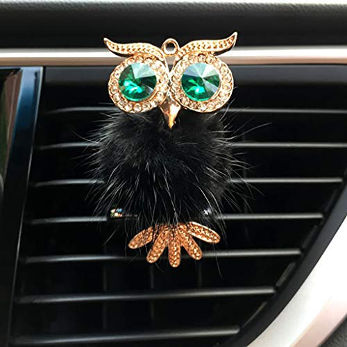 Auto Aromatherapie Öl Diffusor Owl Car-Air-Freshener-Clip -Dekoration Ätherisches Öl Diffusor Lufterfrischer Duftbaum Entlüftungs Clip Medaillon Lufterfrischer Vent Clip Medaillon (Black, One Size)