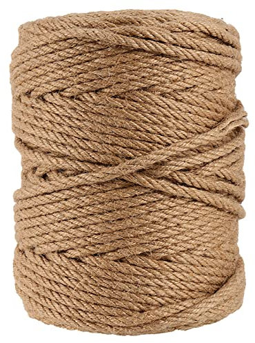 MUKCHAP Corda di iuta naturale, 150 m x 6 mm, 4 fili intrecciati, spago di iuta naturale marrone, corda decorativa per artigianato, giardinaggio, impacchettamento