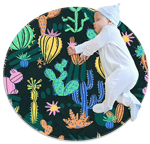 Runde Teppiche 1 m Durchmesser Indoor Kaktus Sukkulenten Weich Wohnzimmer Schlafzimmer Einzigartiger Teppich Frau Yoga Matte Home Decor