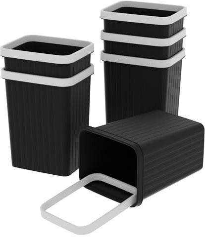 Cetomo 8.2L*6 Mülleimer, Abfalleimer, Papierkorb, Müllbehälter, Plastikmülleimer, Abfallbehälter für Papierabfall, Büro, Schlafzimmer, Kunststoff (PP), Schwarz, 8.2L (28 x 23 x 29 cm), 6er Set