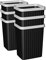 Cetomo 8.2L*6 Plastic Waste Paper Bin, Trash Can, Small Bins, Bedroom Bin, Square Waste Basket with Rim Lid and Solid Stripe for Kitchen Rooms, Nesting, Matte, Frosted, Minimalist, Black, 8.2L(6 Pack)