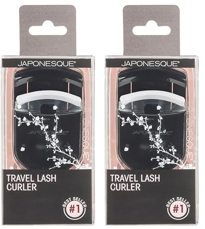 JAPONESQUE Go Curl Reise-Wimpernzange, 2er-Pack, perfekt für die Verwendung unterwegs, mit extra weicher, sanfter Wimpernauflage, Schwarz