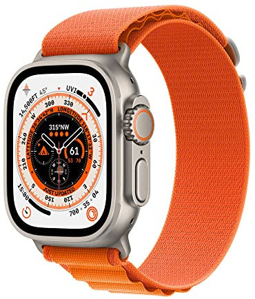Apple Watch Ultra (GPS + Cellular, 49mm) Titanium Case with Orange Alpine Loop - Large(Renewed)