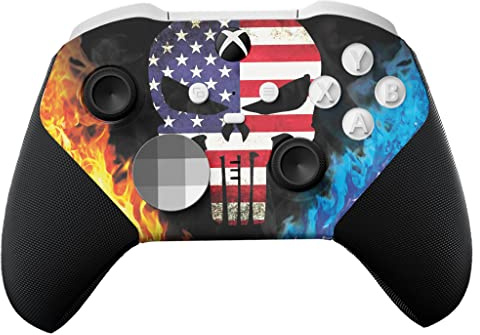 DreamController American Warriior X-box Elite Controller Series 2 Core Limited Edition Custom Elite Core Controller para X-box One/Series X/S con tecnología avanzada de pintura HydroDip (no solo una