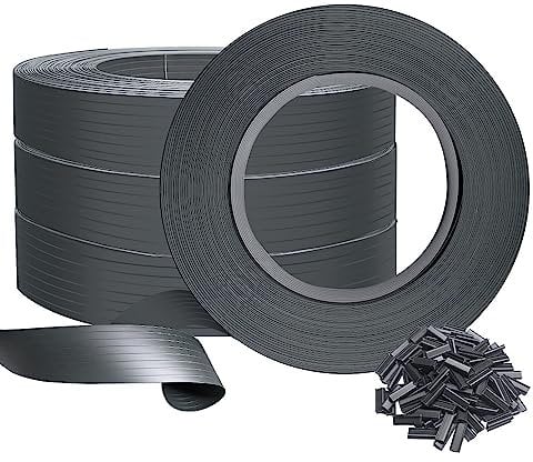 VOUNOT® Tiras de Protección Visual de PVC 300 m x 4.7 cm para Valla de Jardín y Valla de Doble Varilla, Protectora de Privacidad con 600 Clips de Fijación, Gris