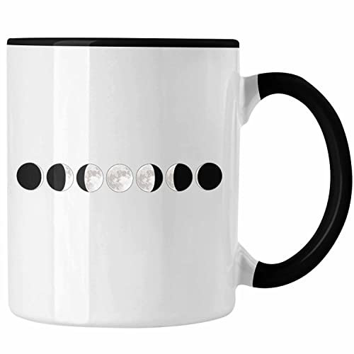 Trendation - Mondphasen Tasse Geschenk für Astronomie-Liebhaber (Schwarz)