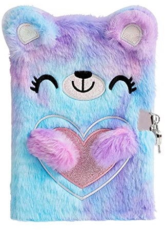 Plüsch-Notizbuch mit Schloss, Tagebuch mit Schloss Mädchen,Notizbuch Kinder Mädchen,Schöner Bär Plüsch Tagebücher zum Schreiben und Zeichnen für den Geburtstag Eines Mädchens