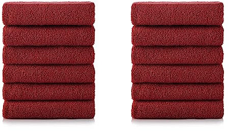 nottoc Gästetücher Bordeaux Rot - Gästehandtücher Set 12 Teilig 30 x 50 cm aus 100% Baumwolle - Gästetuch Dunkelrot