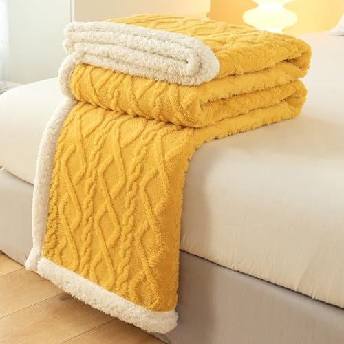 QOFLY Sherpa - Coperta in pile di alta qualità, 150 x 200 cm, coperta per soggiorno e soggiorno, coperta in peluche, per letto, divano, soggiorno, Cozy Blanket