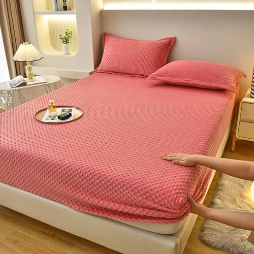 JIN DOUDOU Winter Spannbettlaken 150x200+28cm,Spannbettlaken Cashmere-Feeling Fleece, kuscheliges Spannbetttuch, Kinderbett Couch, Flauschiges Laken gut als Matratzenschoner