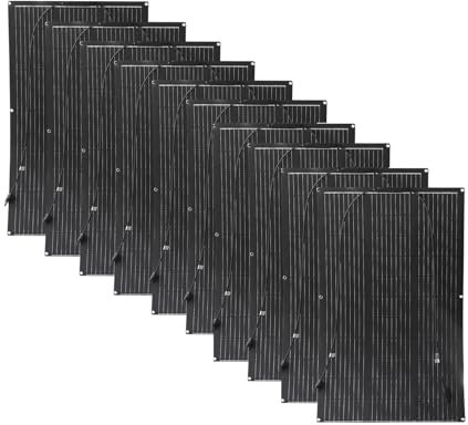 Aysolar 1000W 12V Placa Solar Flexible 10x100W ETFE Portátil Panel Solar Monocristalino Fotovoltaico para Barcos, Remolques, Autocaravana, Camper, Caravana, Batería y Superficies Irregulares