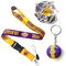 SKATES NBA Basketball Schlüsselanhänger Paar Lanyard Lanyard und passender Mini Basketball NBA Teams Lakers Bulls Kings Magic + 10 zufällige NBA-Aufkleber in Geschenkbox, Paar Lakers und Stick, One