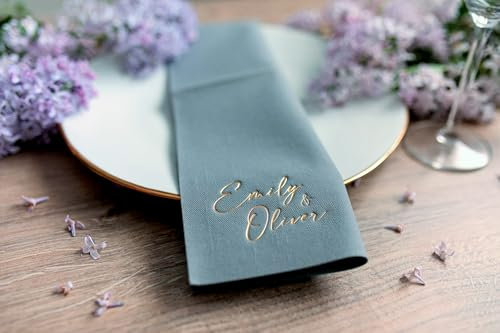 50 Servietten mit Namen für Ihre Hochzeit, Bedruckte Airlaid Servietten, Premium Qualität 40x40cm stoffähnlich, biologisch abbaubar und kompostierbar (50)
