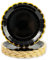 50 pièces Assiette Jetable Festonnées 23cm, Noir Assiettes en Carton Vaisselle Jetable Anniversaire pour Barbecue Anniversaire Fête Douche de bébé Mariages (Or Noir, 23cm)