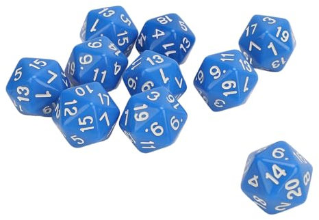 RTYUSWL 10er-Pack Polyedrische Würfel mit 20 Seiten, Praktische Mathe-Manipulation für DND-RPG-Tischspiele(Blau)