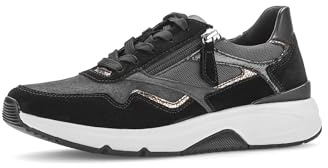Gabor Damen Low-Top Sneaker, Frauen Halbschuhe,Sportschuhe,Freizeitschuhe,Turnschuhe,Laufschuhe,schnürschuhe,dk-Grey/schw/Bronc,42 EU / 8 UK