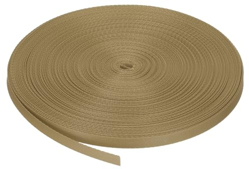 QUARKZMAN Sangle en Nylon Plate 1cm de Large 45,72 Mètres (50 Yards) Jaune Foncé pour la Réparation d'Équipements de Plein Air, Le Sac à Dos, Le Porte-Bagages, l'Artisanat