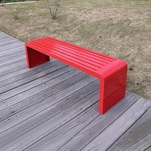 ZAIHW Allwetter-Bank für 2 Personen, wetterfest, Gartenbank, Terrasse, Metallbank für Garten, Veranda, Hinterhof, Rasen, Park (Rot, 150 cm)