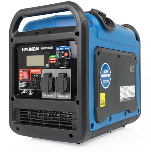 Hyundai 3200W / 3.2kW Petrol Inverter Generator, Pure Sine Wave Output, Lightweight, Quiet with Electric Start, 3 Year Warranty