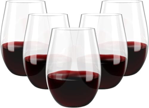Sivaopa Lot de 6 verres à vin en plastique sans pied très résistants, incassables, réutilisables et incassables pour mariage ou fête, 473 ml