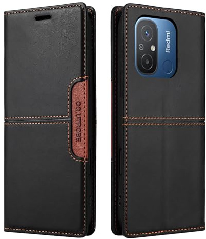 NETANY Compatible pour Xiaomi Redmi 12C/11A/Mi POCO C55 Coque de téléphone, étui Portefeuille avec Porte-Carte [Support de Fonction] Rabat en Cuir Étui en Cuir de Protection magnétique (Noir)