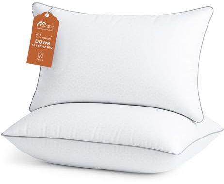 Sasttie Firm Pillows Queen Size Set of 2, Bed Pillows for Side, Back, and Stomach Sleepers - Oeko-Tex Certified Down Alternative Plump Filling - Hotel Quality and Machine Washable, 2 Pack
