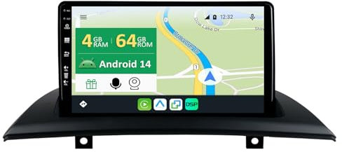 [4G+64G] IPS 9 Android 14 Autoradio Für BMW X3 E83 2004-2012 mit navi Octa Core-[Eingebauter CarPlay/Android Auto/DSP/Mirror Link/GPS Navi/360 Camera/Bluetooth 5.0/WiFi/USB