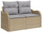 vidaXL Outdoor Sofa mit Stauraum Beige und graue Kissen Modern Langlebig Rattan Sitzgelegenheit 3 Personen Wetterbeständig Perfekt für Terrasse Garten Balkon DREI-Sitzer Gepolsterte Möbel Bequem