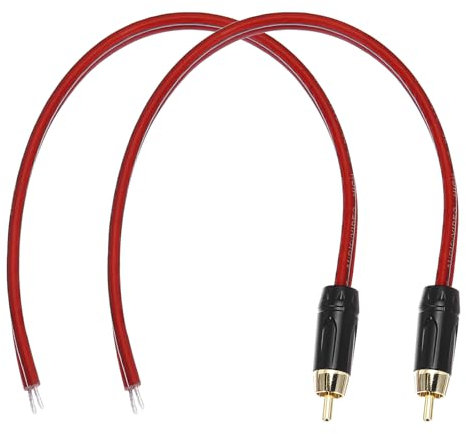 sourcing map 2 Pcs RCA to Bare Wire Open End Audio Cable, 0.98ft (0.3 Meter) 14AWG Gold Plated Audio Cable, RCA Extension Wire for Guitar, Speakers