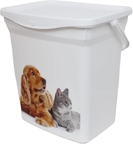 KYY'Z Airtight Pet Food Storage Box 6L - Reusable Plastic Container with Carry Handle - Keeps Dog & Cat Food Fresh -Lightweight, Durable Bin for Dry Kibble, Biscuits, Snacks & Treats (Plastic, 1)