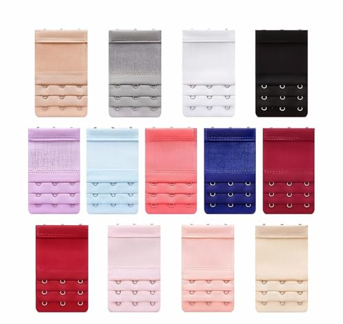 RhiVrillion Allunga Reggiseno 3 Ganci, 13 Pezzi Prolunga per Reggiseno con 13 Colori, Estensore per Gravidanza e Donna, Materiale Morbido ed Elastico