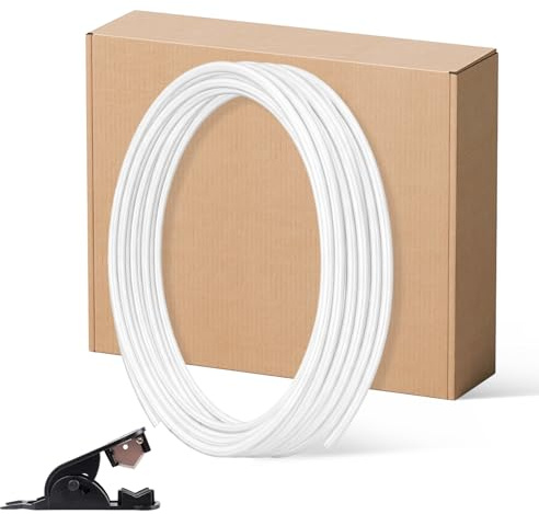 Kuvarix 10M PTFE Schlauch 2,5mm ID × 4mm OD, PTEF Schlauch 3D Drucker mit Cutter für 1,75 mm 3D Drucker Filament, Teflonschlauch Kompatibel mit Bambu Lab A1/A1 mini/P1P/P1S/X1C (Weiß)