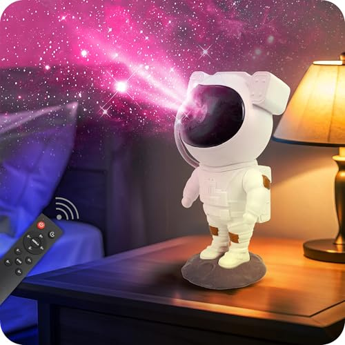 U-SMILER Proiettore di cielo stellato astronauta per bambini, con telecomando, 8 modalità, rotazione a 360° e timer, lampada proiettore di luce, luce notturna per bambini, decorazione per la camera