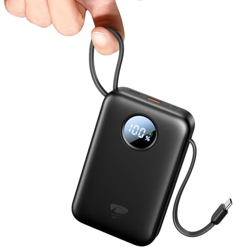 Batterie Externe 20000 mAh 35W,Power Bank Charge Rapide PD3.0,Batterie Portable Câble USB C Intégré, Chargeur Externe Compatible avec iPhone 17 16 15 14 13 12 Pro Max Mini Plus Samsung macbook Laptop
