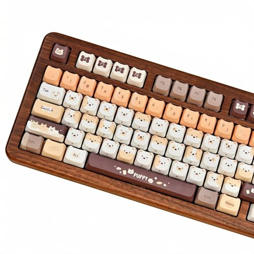 SWDPORT Cute Dog Keycaps, Thick PBT Keycap Mao Profile, 132 Keys Keyboard Keycaps, Dye-Sublimation Keycap Set Compatible with 60% 75% 96% 100% Cherry Gateron MX Switches Mechanical Gaming Keyboard