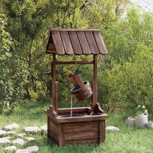 Solivagant Puits à Souhait avec Pompe 57x50x112 cm Bois de Sapin Massif,(11 KG)