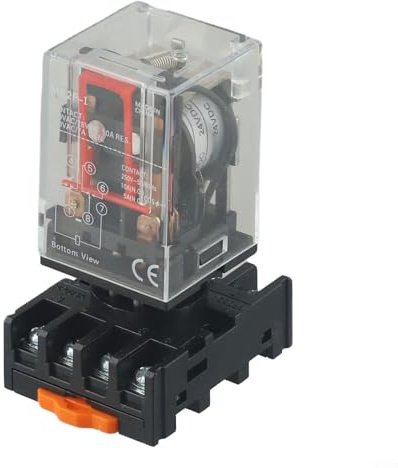 1 Set MK2P-I Relais mit Sockelbasis, DC 24V Spule, 8-Pin, 10A 250VAC, Silberlegierung Kontakte, hitzebeständig für Fernsteuerung und Automatisierung, inkl. PF083A Fassung