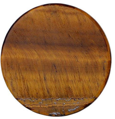 Morella Damen Coin 33 mm Edelstein Tigerauge Chakren Scheibe Halsketten-Anhänger und zur Stärkung
